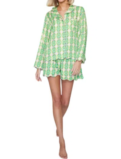 Brooks Avenue Scalloped Pajama Short Set In Flora Green