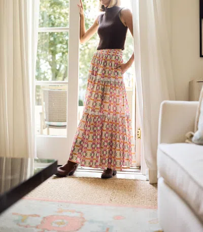 Brooks Avenue Triple Tiered Maxi Skirt In Begonia In Multi