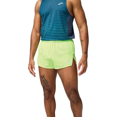 Brooks Breakaway Shorts Men's Neo Limeade 3" Inseam Mid Rise Workout Dsgl533 In Green
