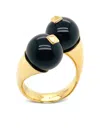 Brooks Brothers 18k Yellow Gold Gemini Onyx Ring In Gold