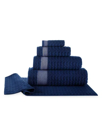 Brooks Brothers 2-piece Herringbone Turkish Cotton Wash Cloth Set In Navy