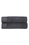 Brooks Brothers 2-piece Solid Signature Cotton Towel Set In Anthracite