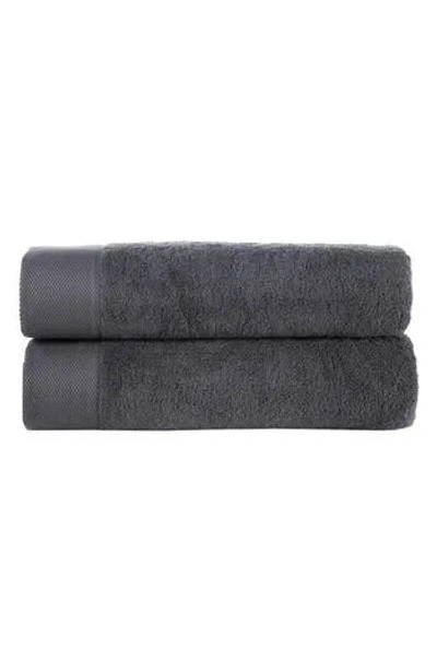 Brooks Brothers 2-piece Solid Signature Cotton Towel Set In Anthracite