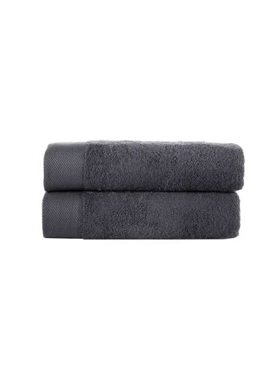 Brooks Brothers 2-piece Turkish Cotton Bath Towel Set In Anthracite