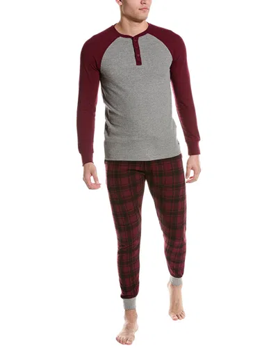 Brooks Brothers 2pc Waffle Knit Pajama Top & Jogger Set In Red