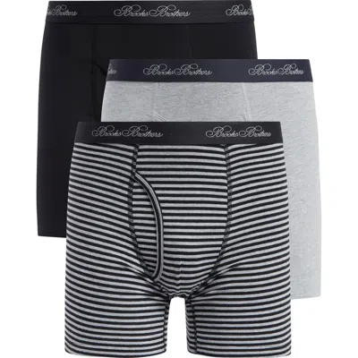 Brooks Brothers 3-pack Boxer Briefs In Black/grey
