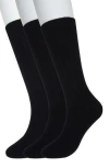Brooks Brothers 3-pack Ribbed Crew Socks In Black