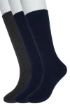 Brooks Brothers 3-pack Ribbed Crew Socks In Navy