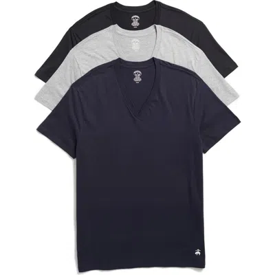 Brooks Brothers 3-pack V-neck T-shirts In Black/navy-grey