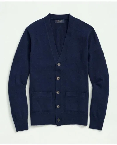 Brooks Brothers 3-ply Cashmere Cardigan Sweater In British Blue