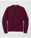Brooks Brothers 3-ply Cashmere Cardigan Sweater In Dark Pink