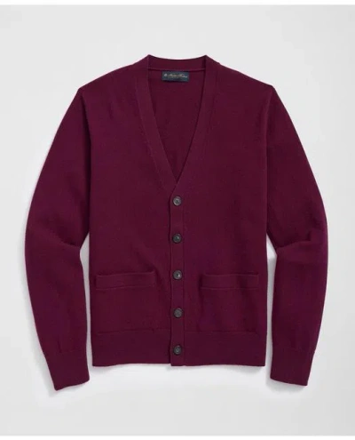 Brooks Brothers 3-ply Cashmere Cardigan Sweater In Dark Pink
