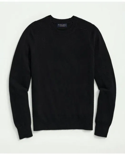 Brooks Brothers 3-ply Cashmere Crewneck Saddle Shoulder Sweater In Black