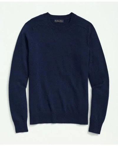 Brooks Brothers 3-ply Cashmere Crewneck Saddle Shoulder Sweater In British Blue
