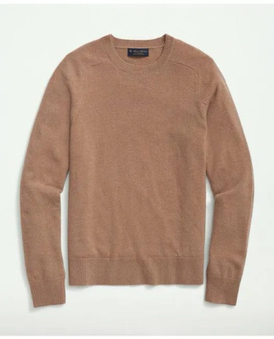 Brooks Brothers 3-ply Cashmere Crewneck Saddle Shoulder Sweater In Brown