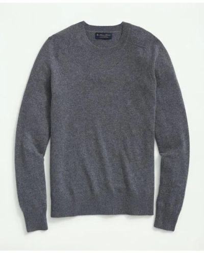 Brooks Brothers 3-ply Cashmere Crewneck Saddle Shoulder Sweater In Grey