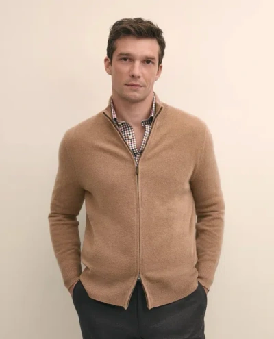 Brooks Brothers 3-ply Cashmere Full-zip Cardigan Sweater In Brown