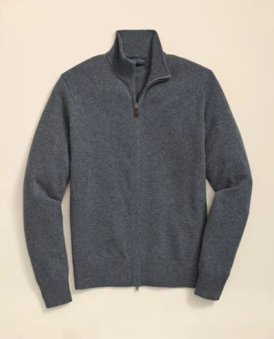 Brooks Brothers 3-ply Cashmere Full-zip Cardigan Sweater In Gray