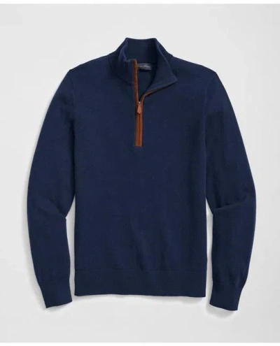 Brooks Brothers 3-ply Cashmere Half-zip Sweater In British Blue
