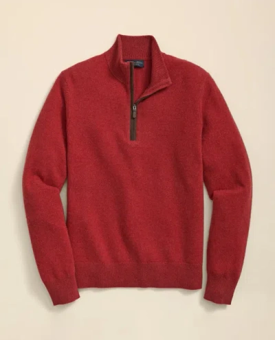 Brooks Brothers 3-ply Cashmere Half-zip Sweater In Red