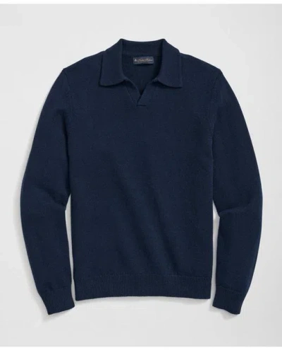 Brooks Brothers 3-ply Cashmere Jonny Collar Polo Sweater In British Blue