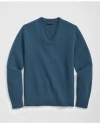 Brooks Brothers 3-ply Cashmere V-neck Sweater In Aqua/grey
