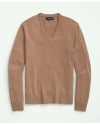 Brooks Brothers 3-ply Cashmere V-neck Sweater In Brown