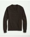 Brooks Brothers 3-ply Cashmere V-neck Sweater In Dark Brown