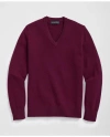 Brooks Brothers 3-ply Cashmere V-neck Sweater In Dark Pink
