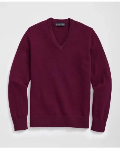 Brooks Brothers 3-ply Cashmere V-neck Sweater In Dark Pink
