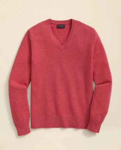 Brooks Brothers 3-ply Cashmere V-neck Sweater In Red