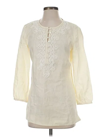 Pre-owned Brooks Brothers 3/4 Sleeve Blouse In Ivory