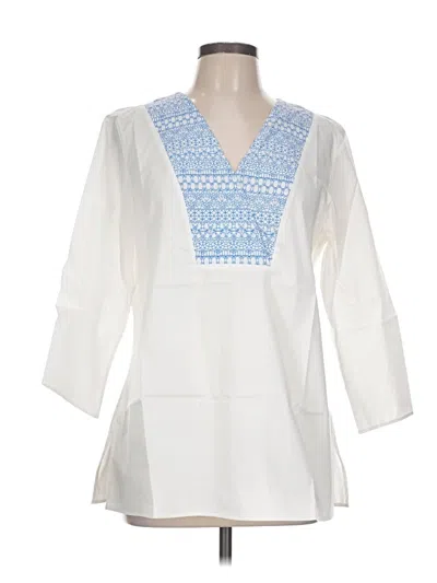 Pre-owned Brooks Brothers 3/4 Sleeve Blouse In White