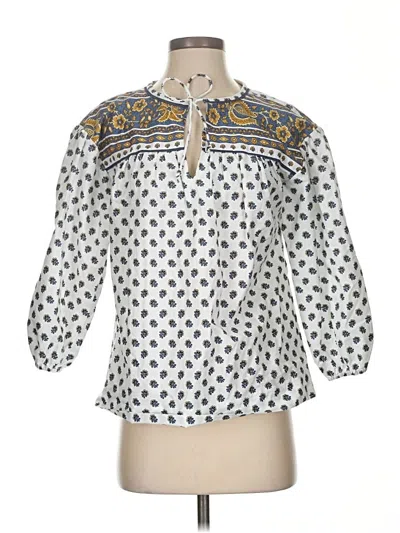 Pre-owned Brooks Brothers 3/4 Sleeve Blouse In White