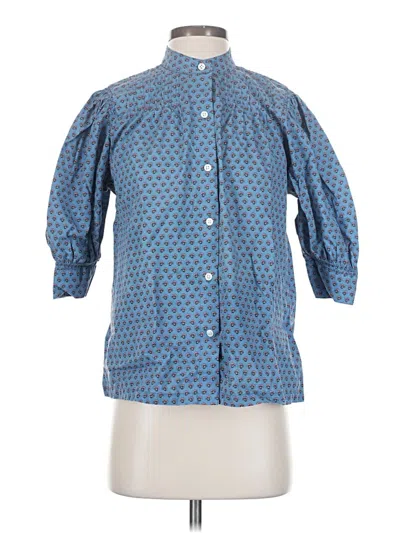 Pre-owned Brooks Brothers 3/4 Sleeve Button Down Shirt In Blue