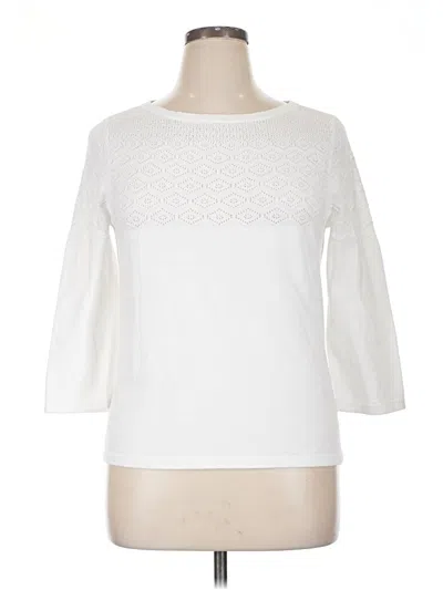 Pre-owned Brooks Brothers 3/4 Sleeve Top White Boatneck Tops