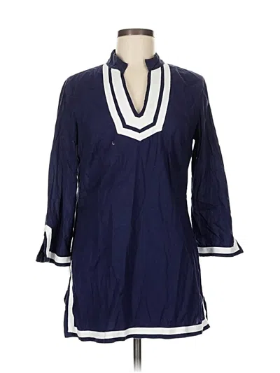 Pre-owned Brooks Brothers 346 3/4 Sleeve Blouse In Blue