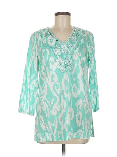 Pre-owned Brooks Brothers 346 3/4 Sleeve Blouse In Green