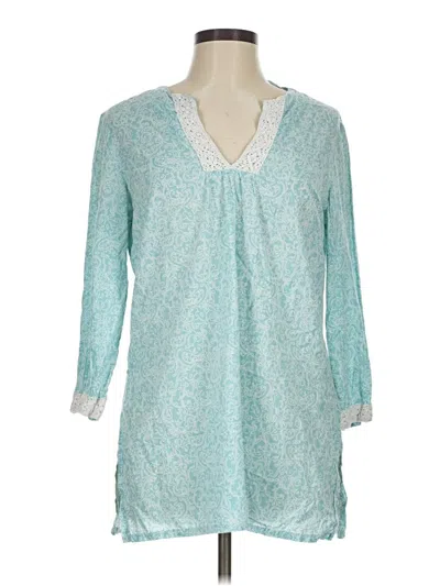 Pre-owned Brooks Brothers 346 3/4 Sleeve Blouse In Teal