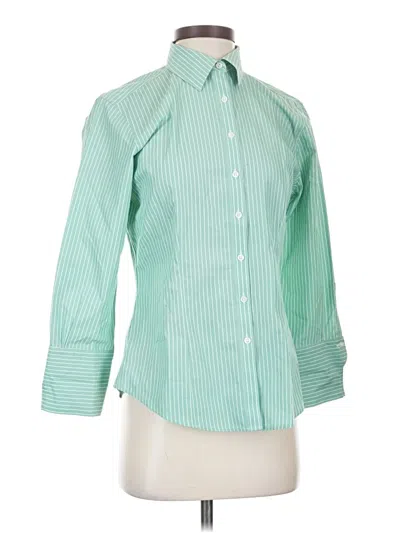 Pre-owned Brooks Brothers 346 3/4 Sleeve Button Down Shirt In Green