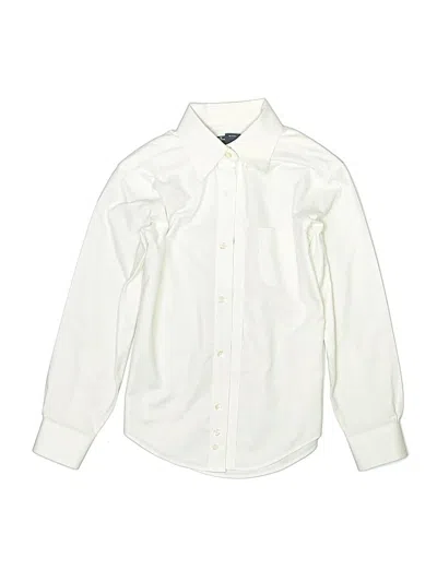 Pre-owned Brooks Brothers 346 Kids' Long Sleeve Button Down Shirt In Ivory