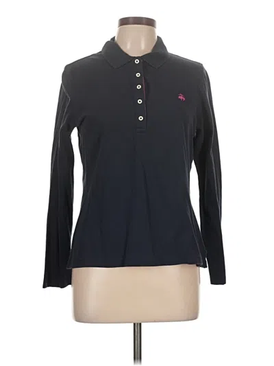 Pre-owned Brooks Brothers 346 Long Sleeve Top Black Mock Neckline Tops