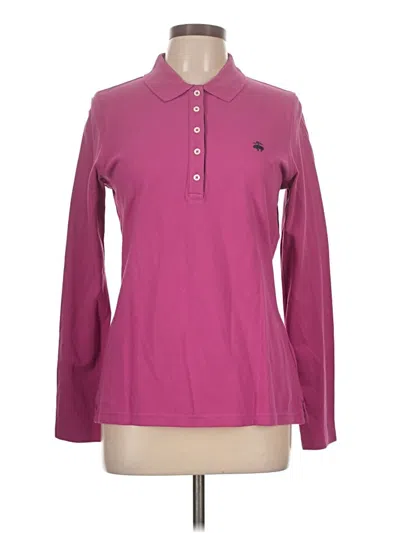 Pre-owned Brooks Brothers 346 Long Sleeve Top Pink Collared Neckline Tops