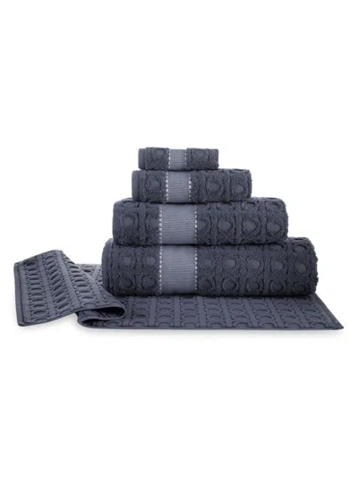 Brooks Brothers 4-piece Circle & Square Turkish Cotton Wash Cloth Set In Anthracite