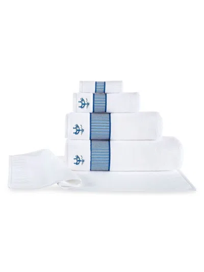 Brooks Brothers 4-piece Fancy Border Turkish Cotton Wash Cloth Set In Royal Blue