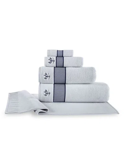 Brooks Brothers 4-piece Fancy Border Turkish Cotton Wash Cloth Set In Silver