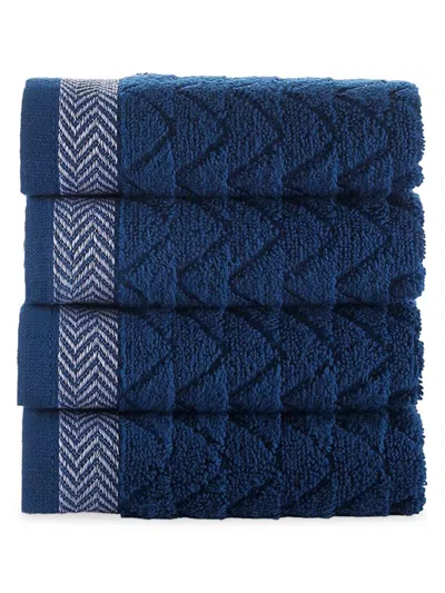 Brooks Brothers Kids' 4-piece Herringbone Turkish Cotton Wash Cloth Set In Navy