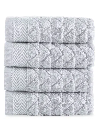 Brooks Brothers Kids' 4-piece Herringbone Turkish Cotton Wash Cloth Set In Gray