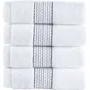 Brooks Brothers 4-piece Robe Stripe Cotton Towel Set In White/anthracite
