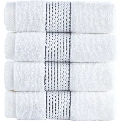 Brooks Brothers 4-piece Robe Stripe Cotton Towel Set In White/anthracite
